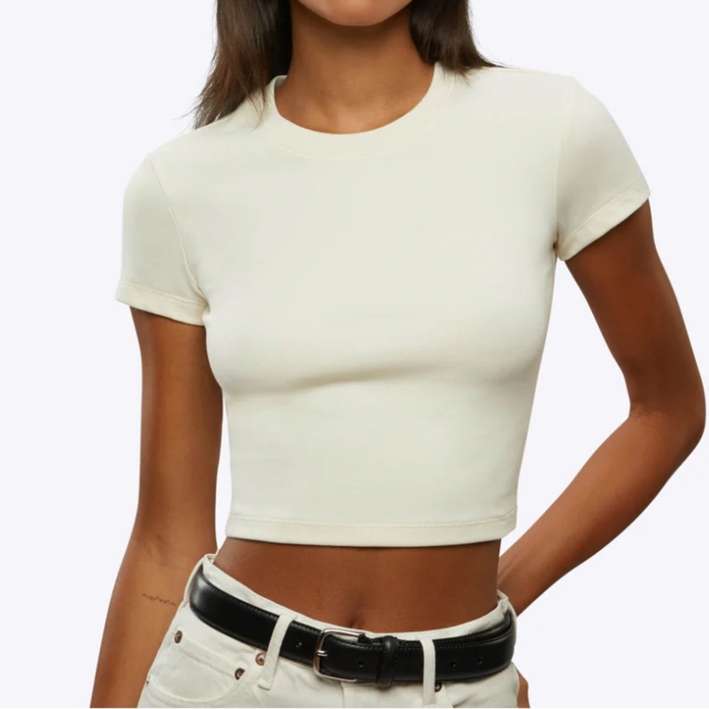 Cuts Clothing Cream Crop Top